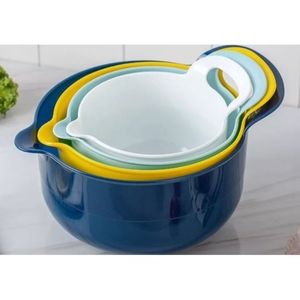 Enchanté Cook With Color Mixing Bowls , 4 Piece Nesting Plastic Bowls With Pour